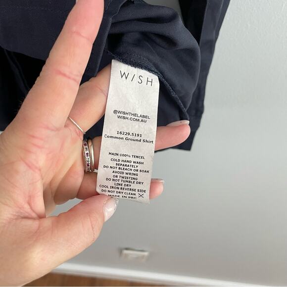 Wish The Label | Australia Tencel Waist-Tie Common Ground Shirt Midnight Blue XS - Picture 3 of 7